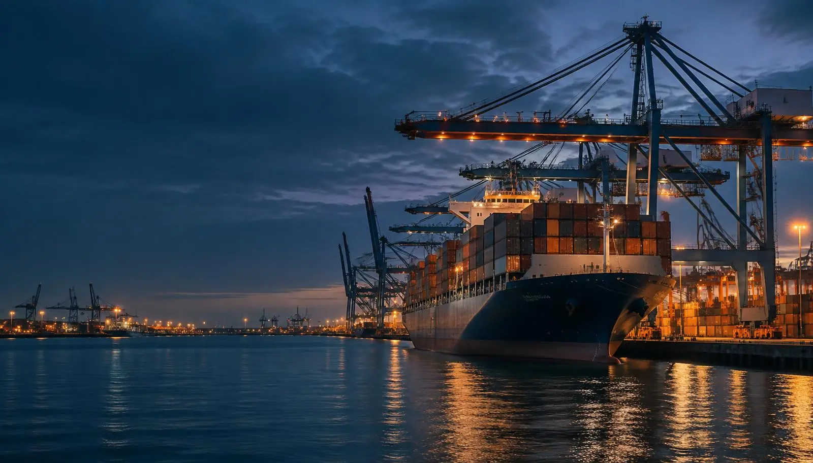 Container ships and cranes at an international trading port